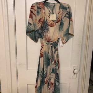 NWT Clock Doesn’t Stop Tropical Print Wrap Dress